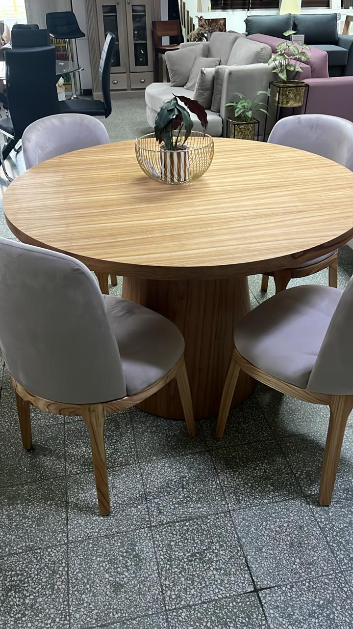 Mesa redonda lustre natural 1.20