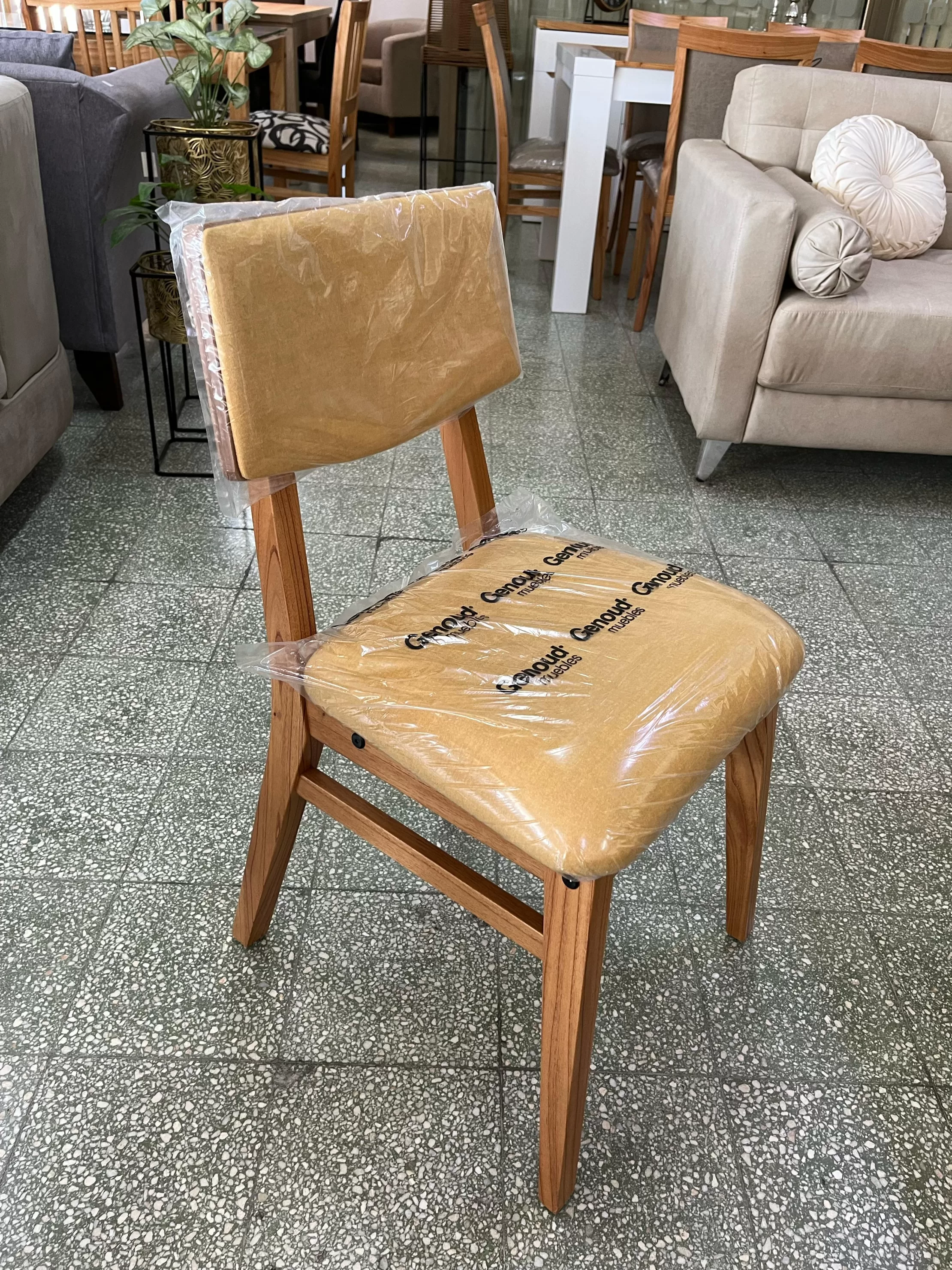 Silla Geno Osaka Tapizado Mostaza - Roble